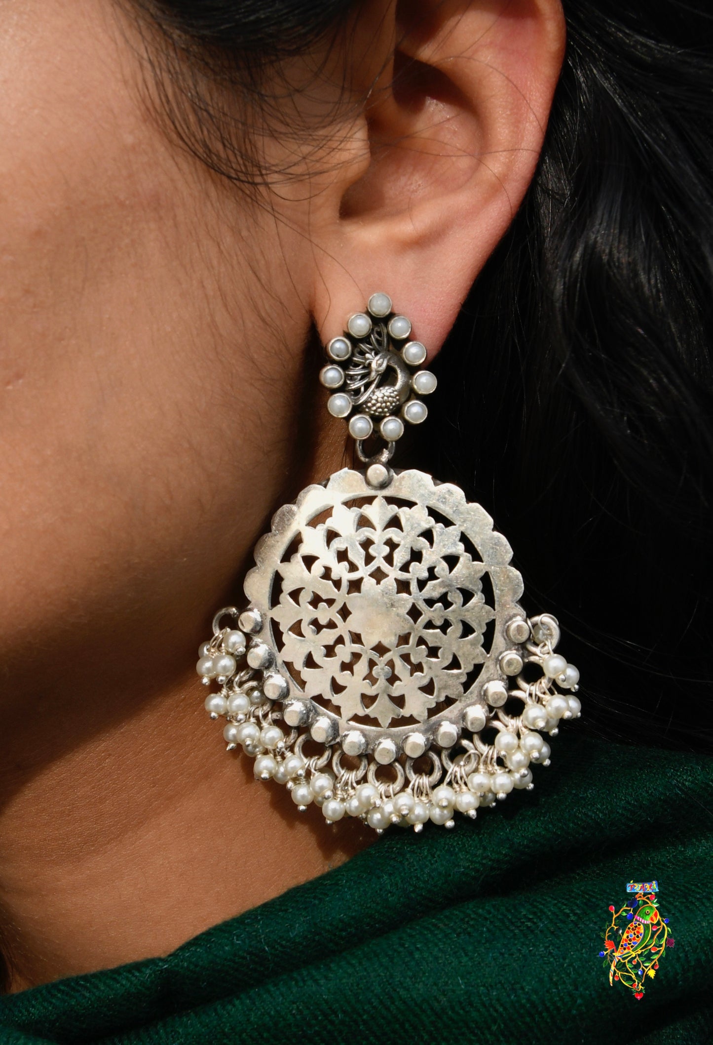 Royal Silver Jharonka Earrings