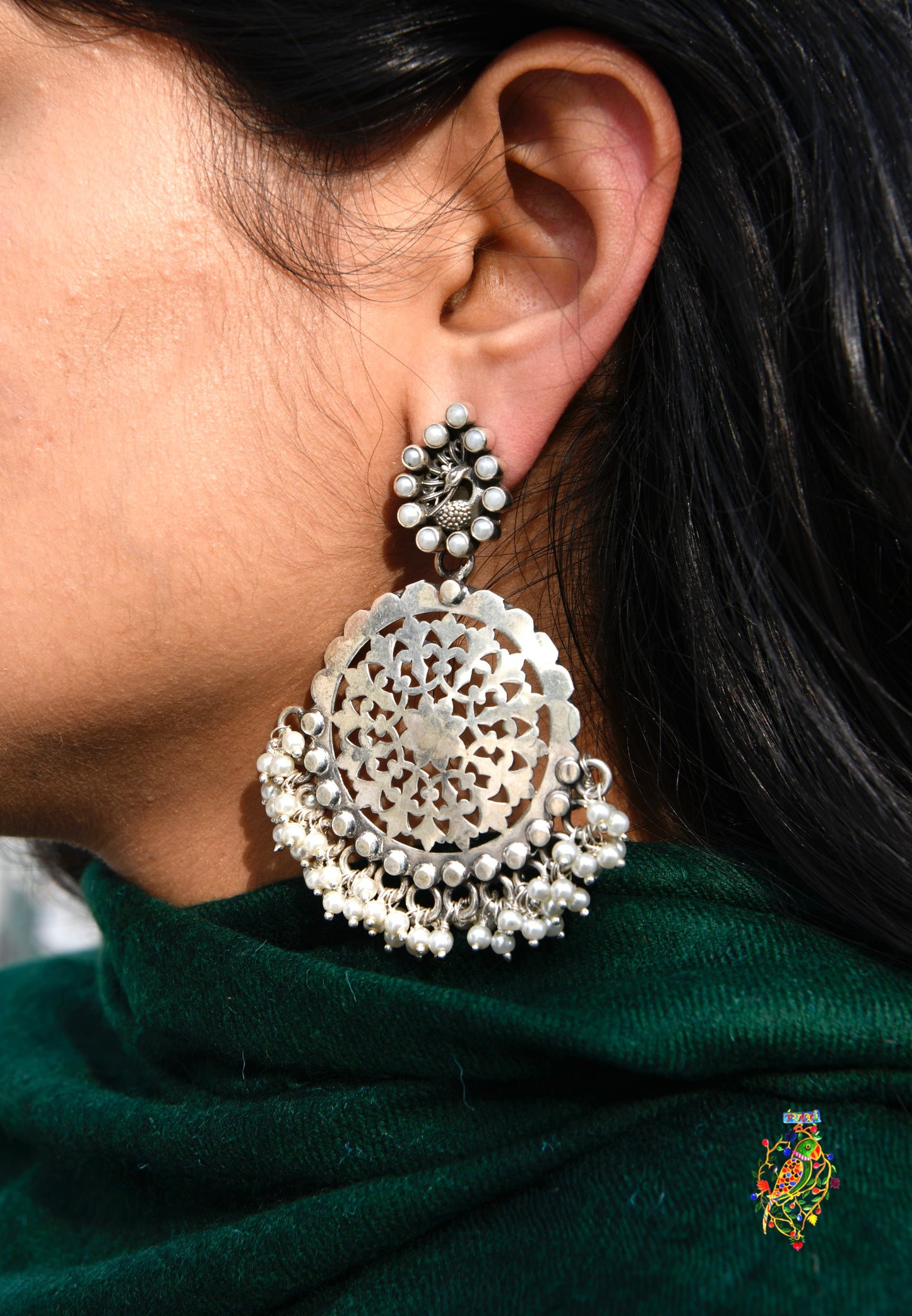 Royal Silver Jharonka Earrings