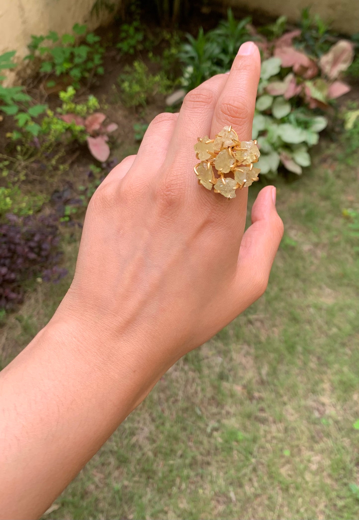 Lemon Topaz Flower Ring