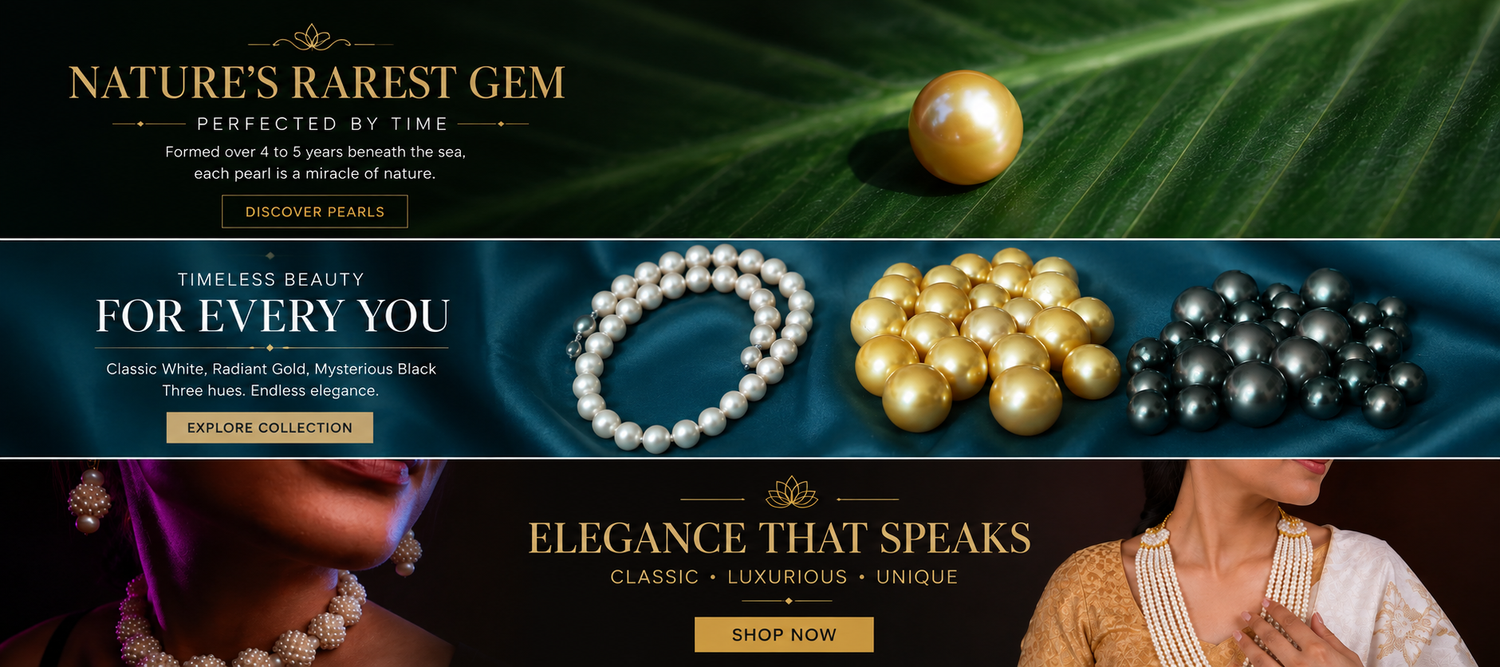 Hero Image showing different types of pearl jewellery from Totapari 