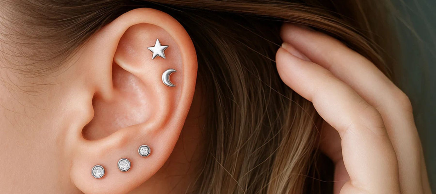 The curated ear exploiting the ear lobes and the flat adjacent to the helix