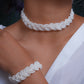 Braided Pearl Necklace (Silver-Plated)