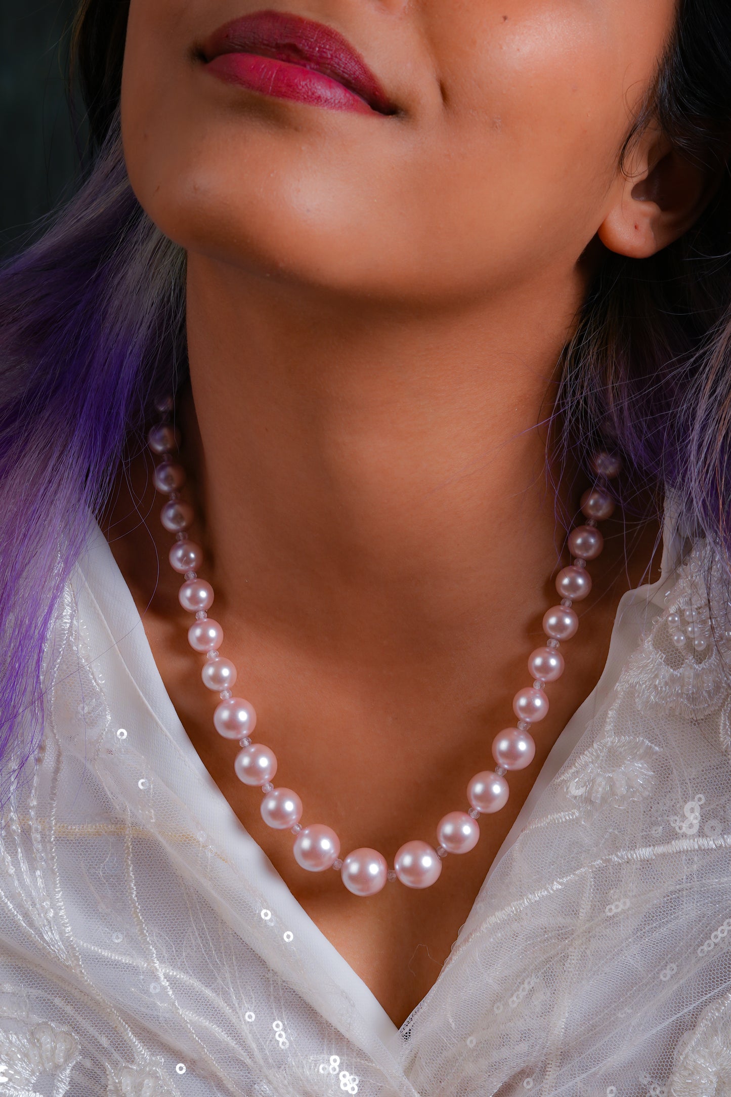 Lilac Graduated Pearls Necklace
