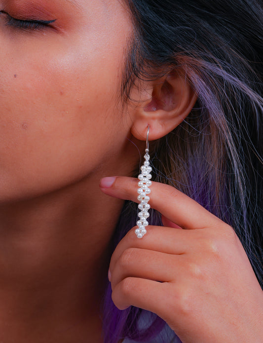 Woven Pearl Danglers