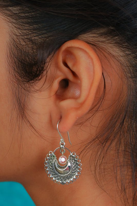 Silver Crystal Filigree Earrings