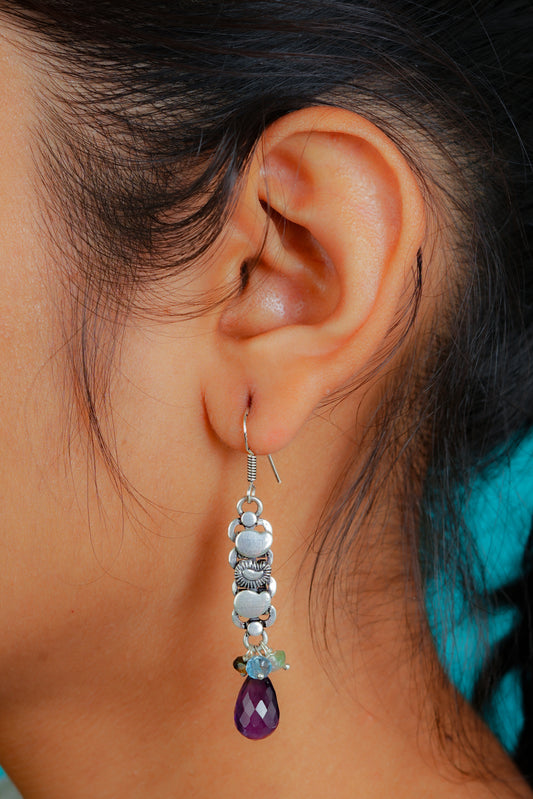 Amethyst Drop Silver Earrings