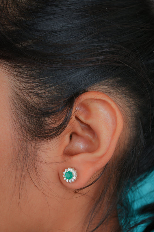 CZ and Green Onyx Studs