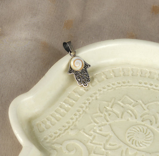 Shiva Eye Silver Hamsa Pendant