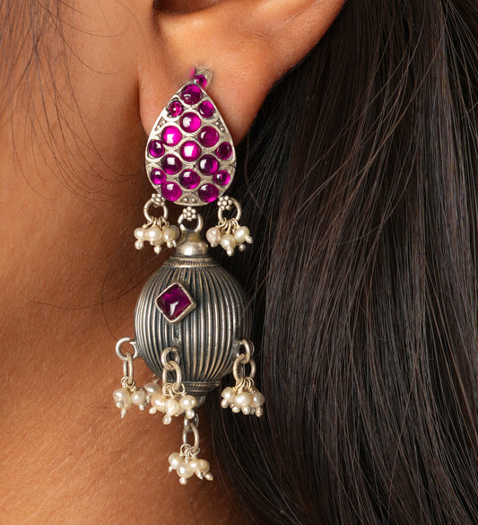 Anjali Silver Kundan Earrings