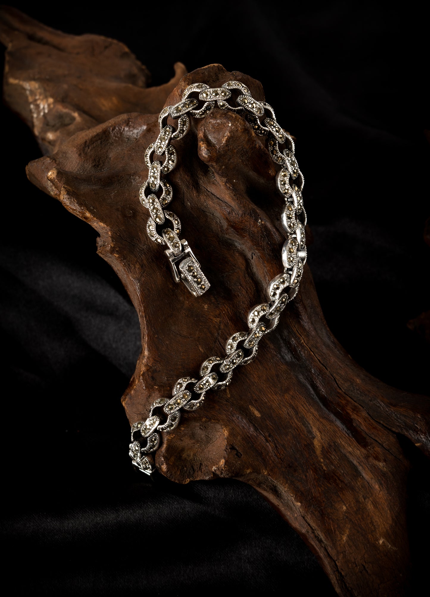 Marcasite Linked Chain Bracelet