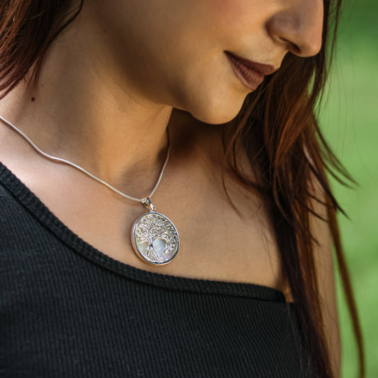 Whispers Of The Tree MOP Silver Pendant