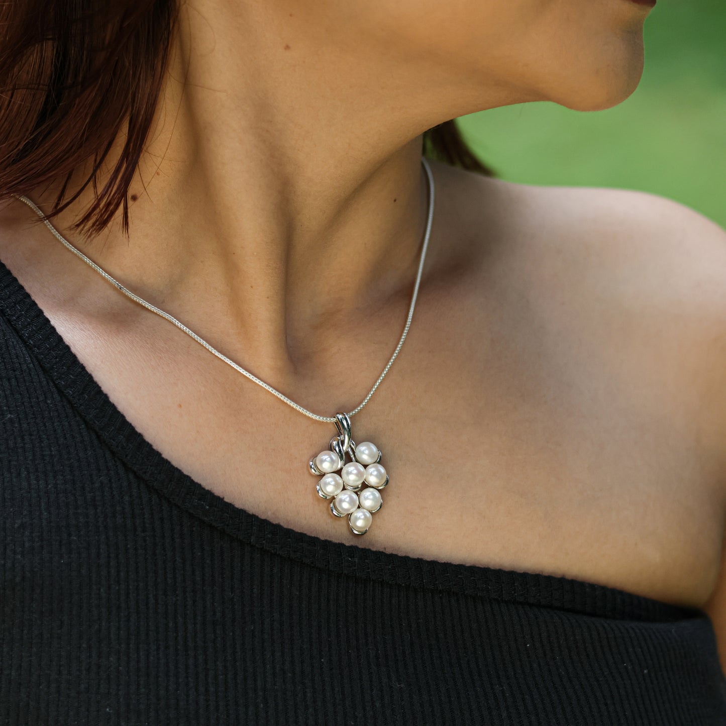 Freshwater Pearl Grapes Silver Pendant