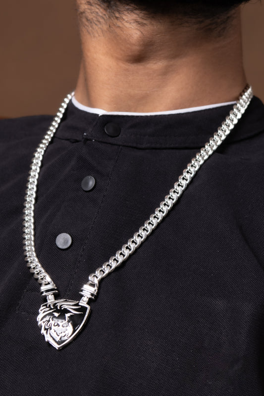 'Black Panther' Silver Pendant Men Chain