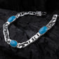 Triple Turquoise Silver Men Bracelet