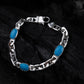 Triple Turquoise Silver Men Bracelet