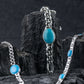 Triple Turquoise Silver Men Bracelet