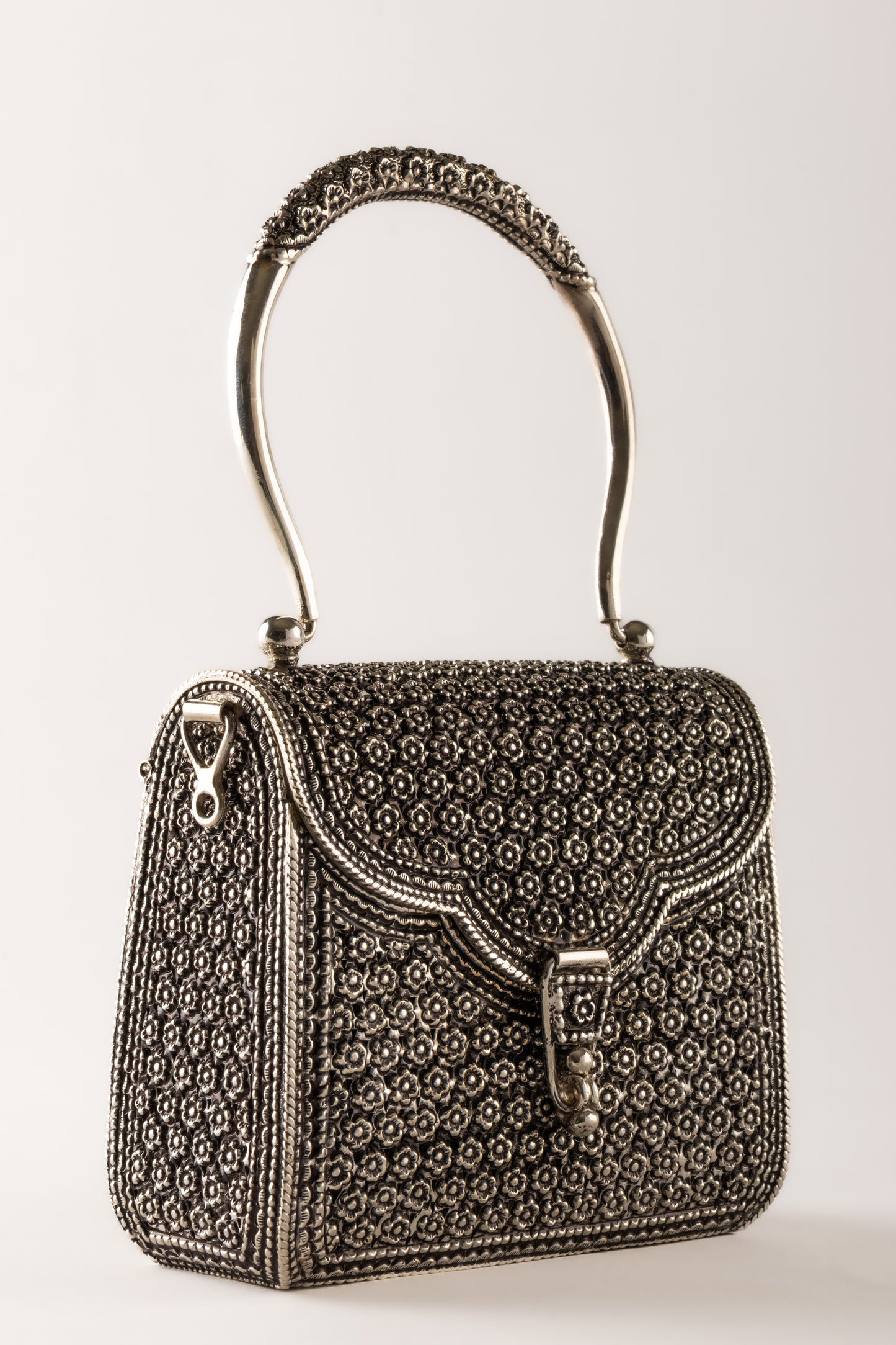 Silver Antique Clutch Bag