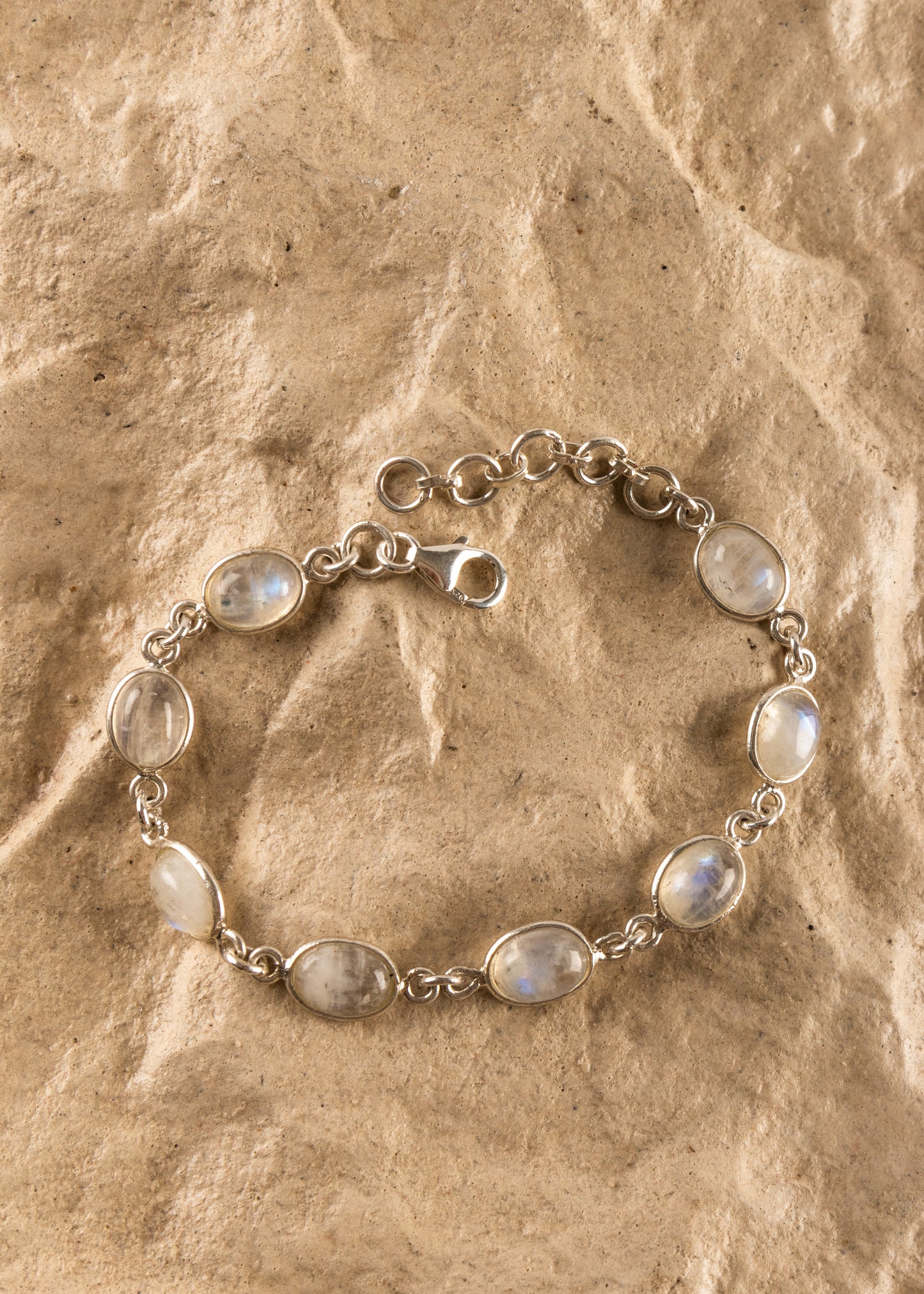Oval Moonstones Silver Bracelet