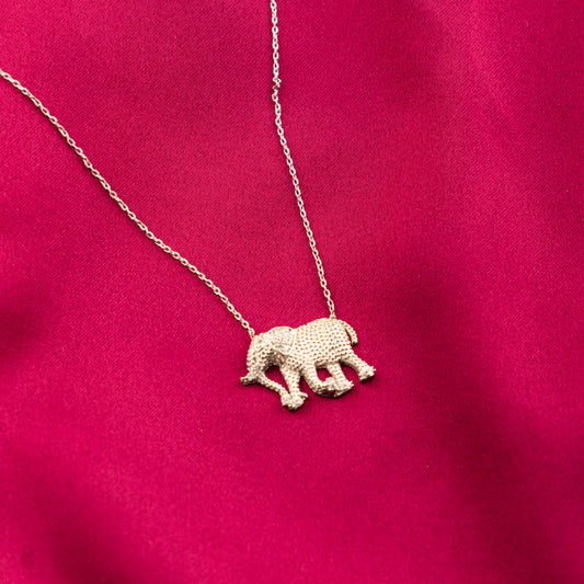 Wild Elephant Silver Zirconia Necklace