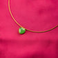 Green Onyx Heart Gold Plated Silver Hasli