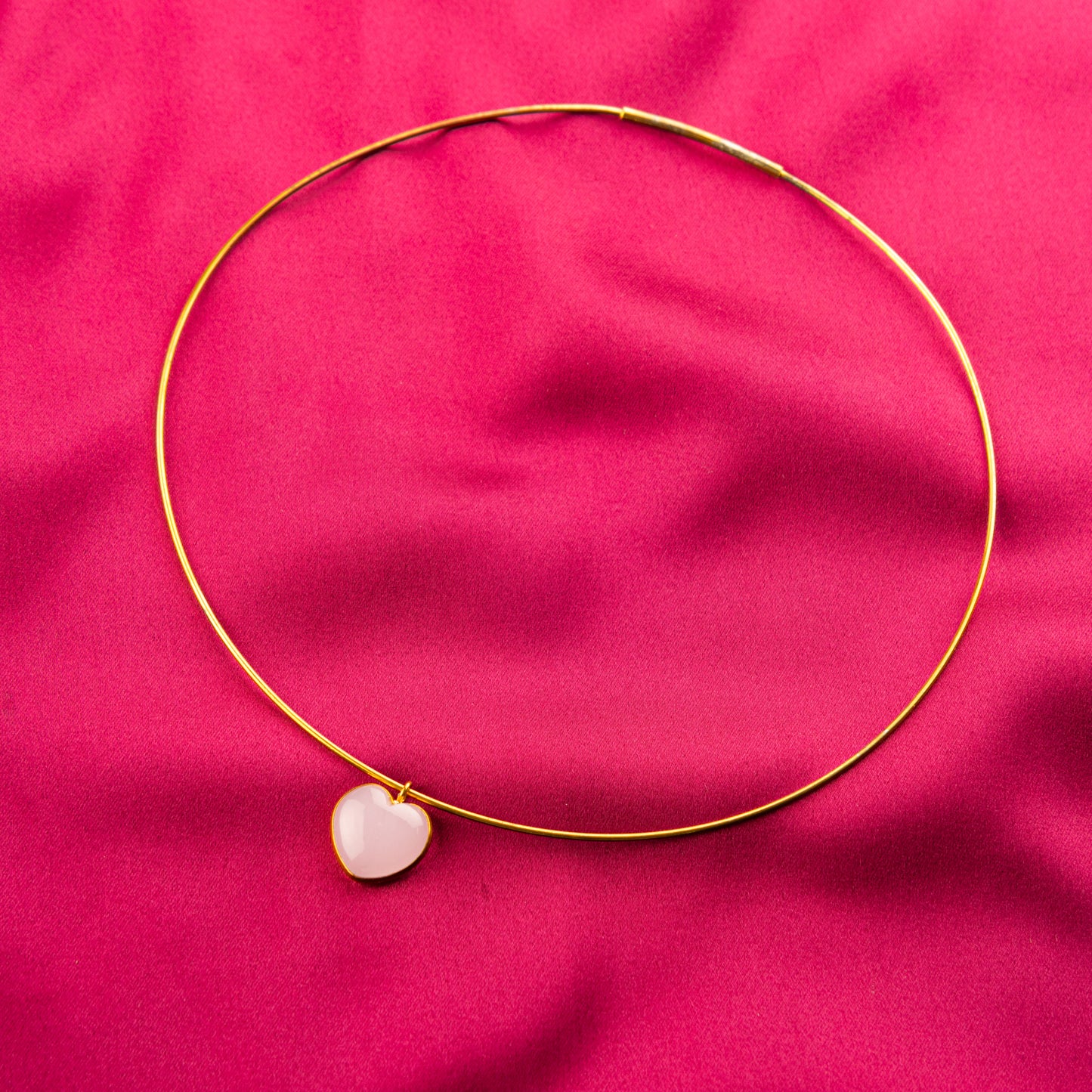 Rose Quartz Heart Hasli Necklace