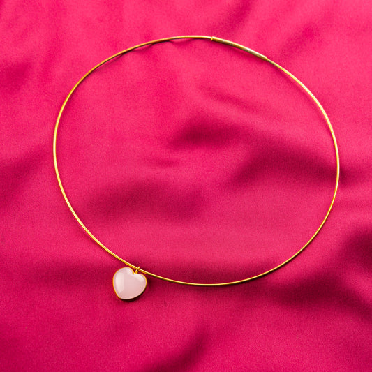 Rose Quartz Heart Hasli Necklace