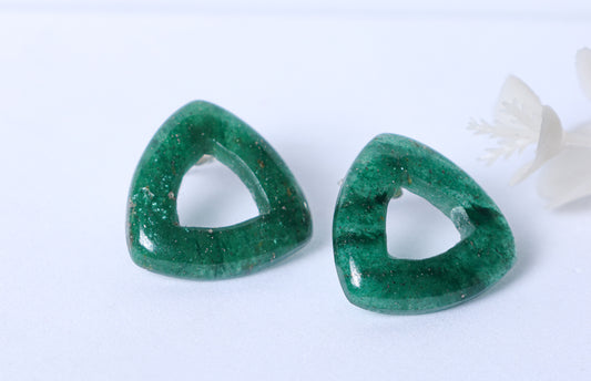 Green Onyx Triangle Studs