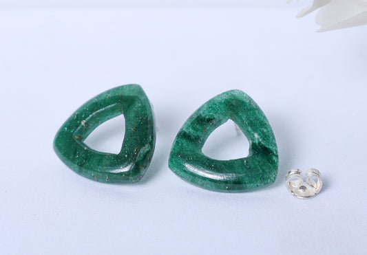 Green Onyx Triangle Studs