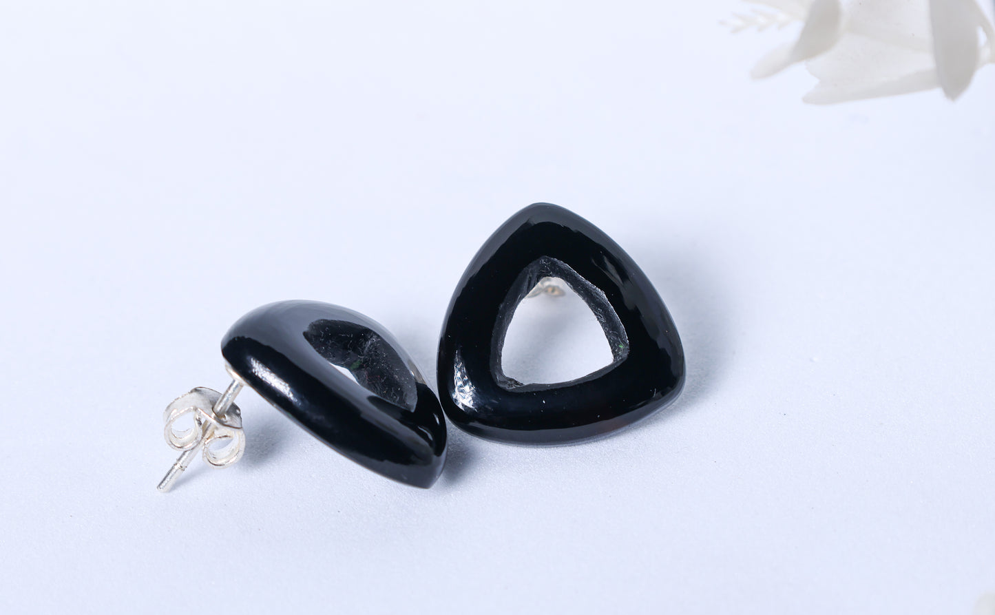 Black Onyx Triangle Studs