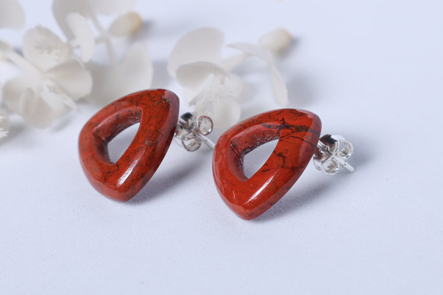 Red Jasper Triangle Studs