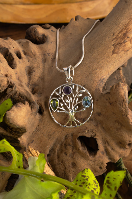 The Gem Tree Silver Pendant