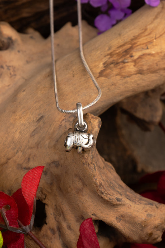 Cute Elephant Silver Pendant