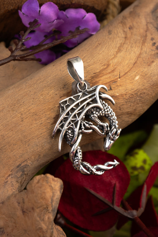 Flying Wizard Silver Pendant