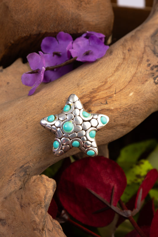 Star Fish Turquoise Silver Pendant