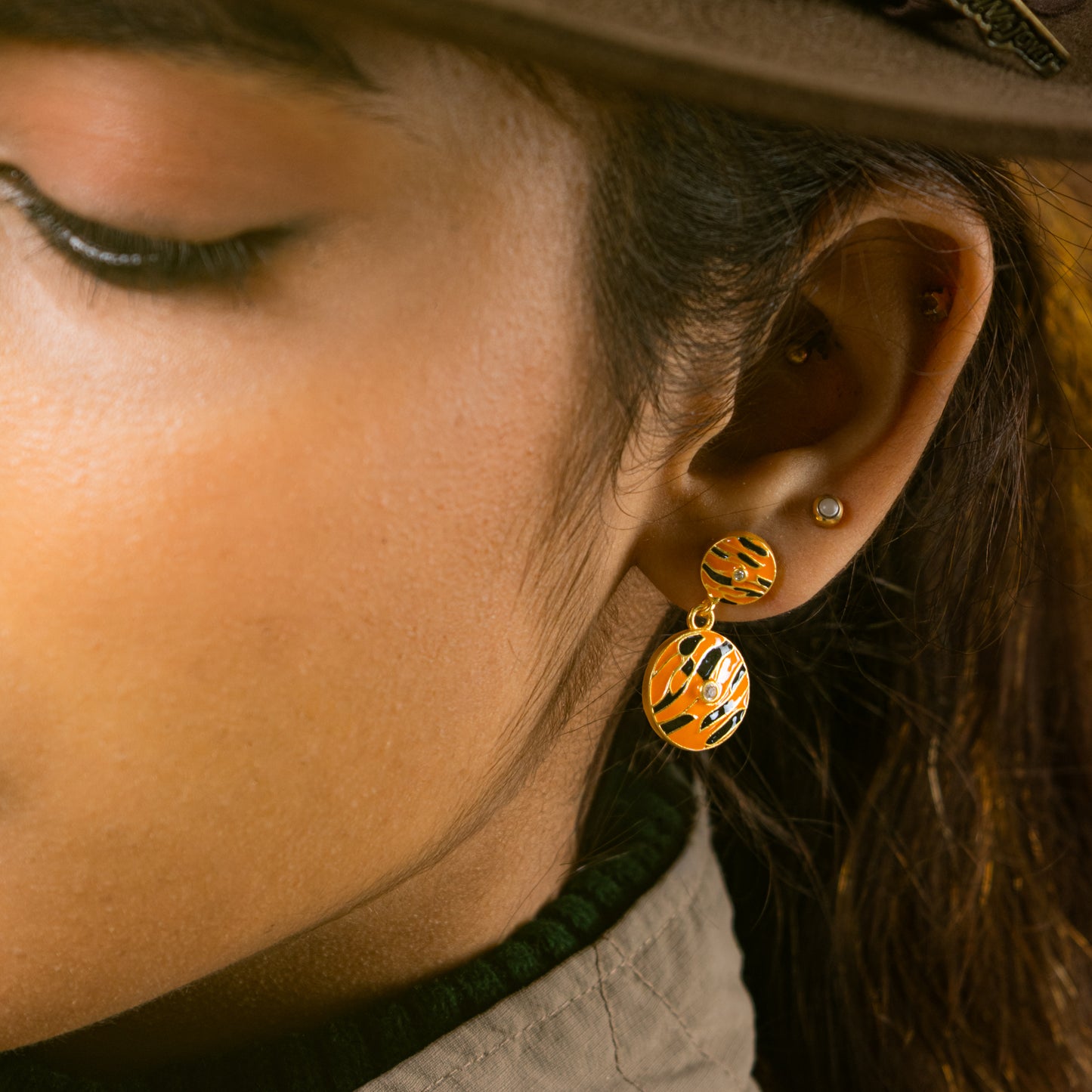 Corbett Tiger Striped Ear Studs