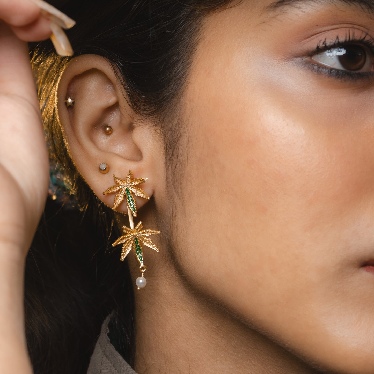 Corbett Canabis EarJackets Cum  Earrings