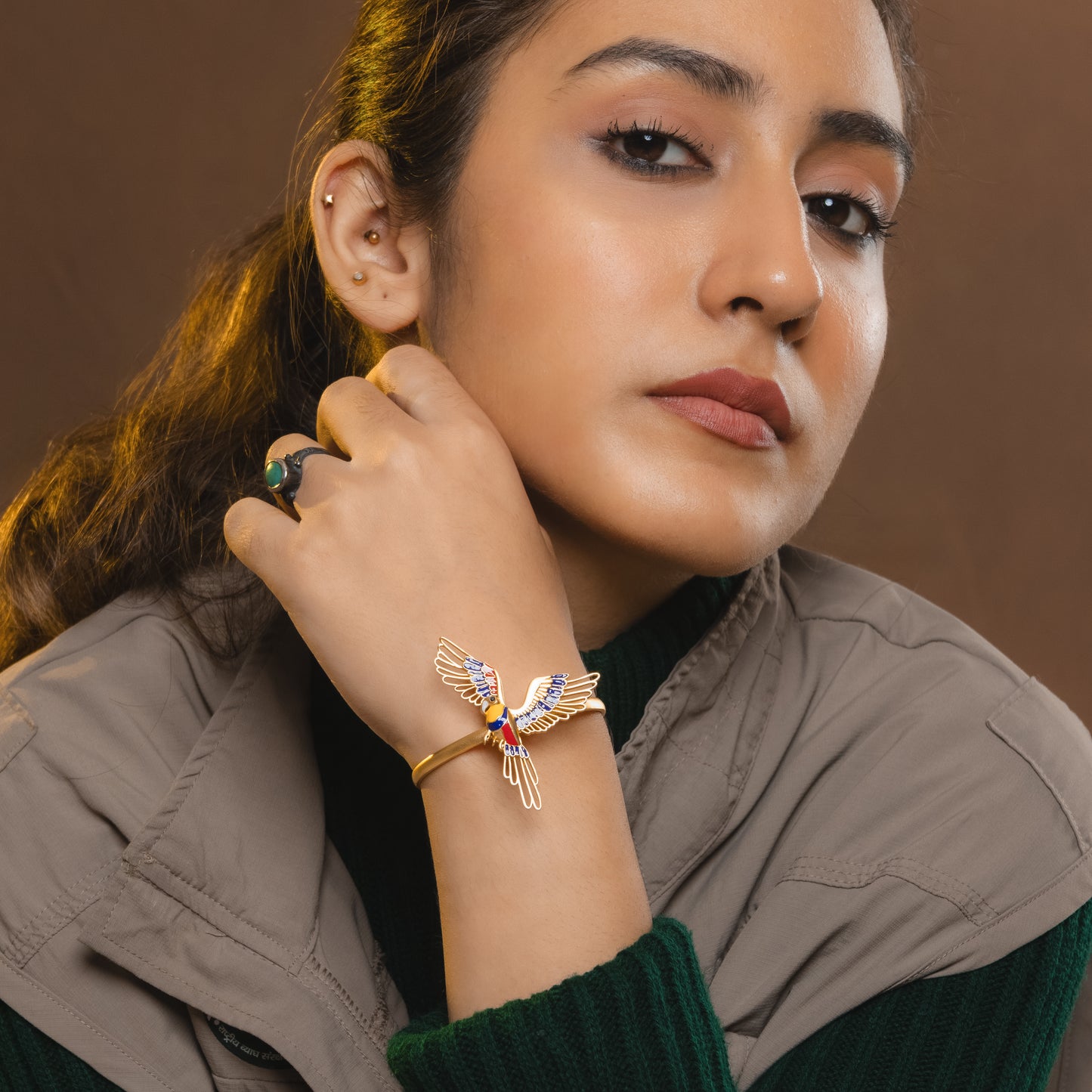 Corbett Plum Head Parrot Cuff Bracelet