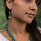 Emerald Green and Pearls Necklace Set