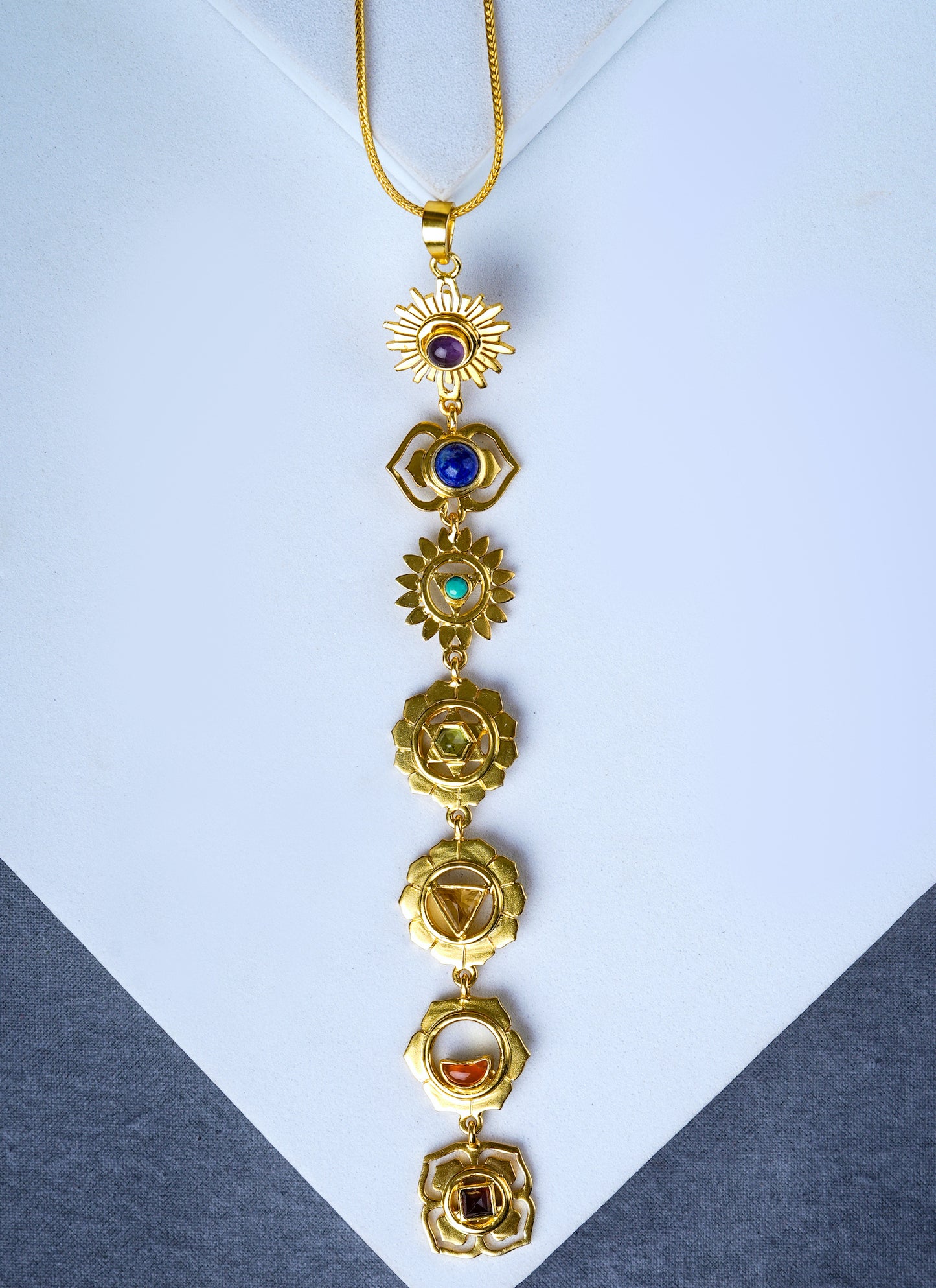 'Balance Your Life' Gold-Plated Seven Chakra Pendant