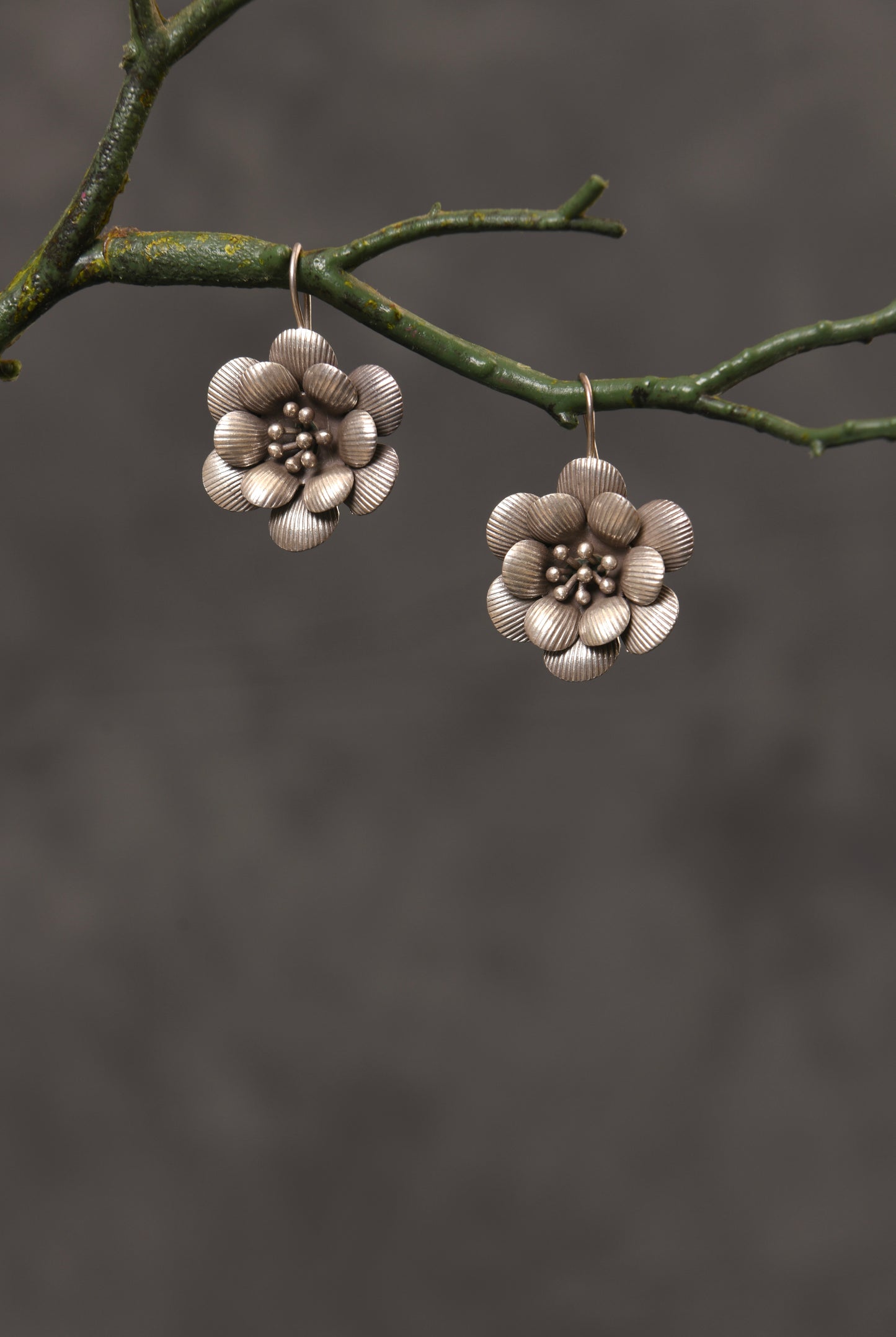 Handcrafted English Rose Silver Earrings