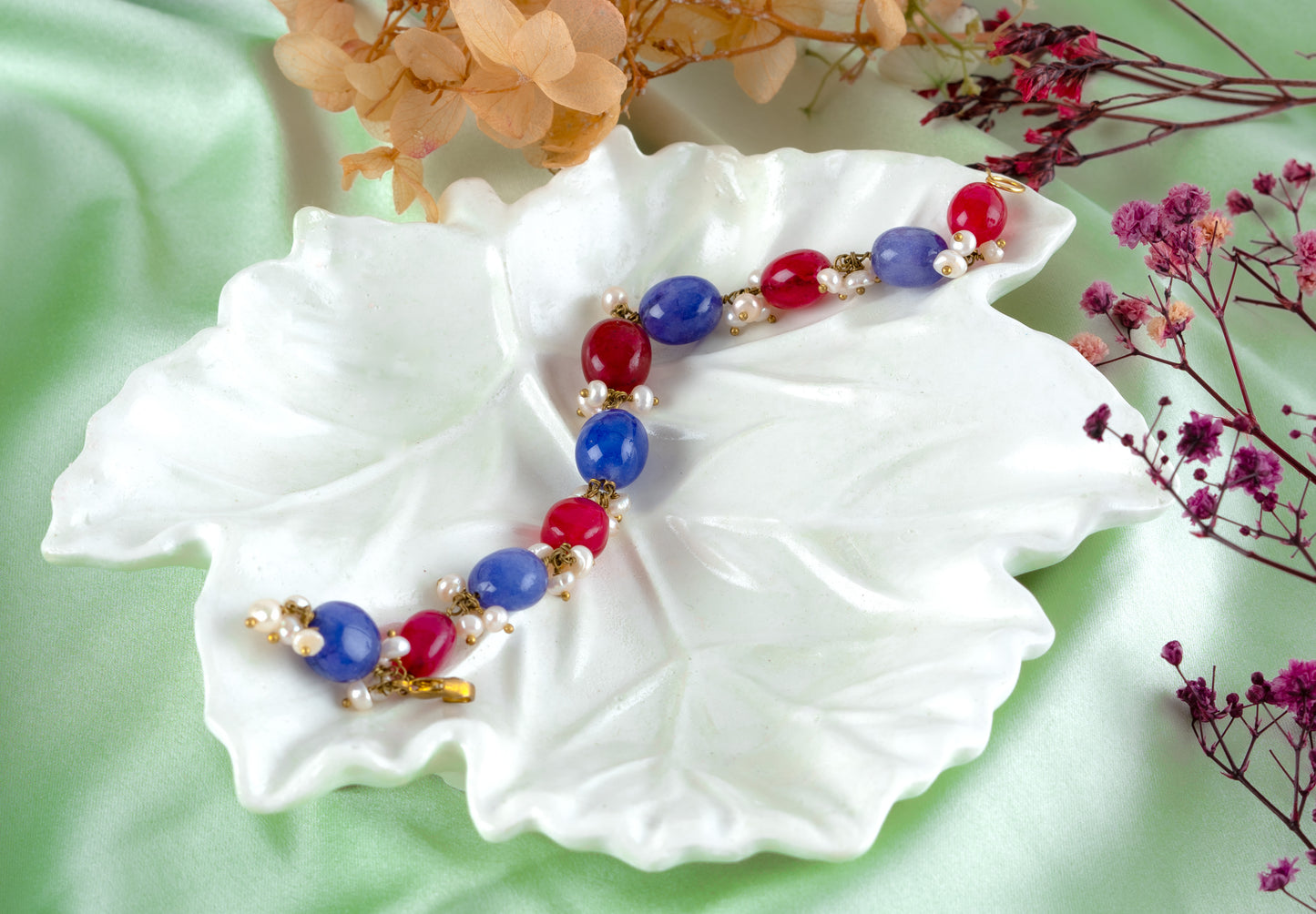 Blue Pink Agates Bracelet