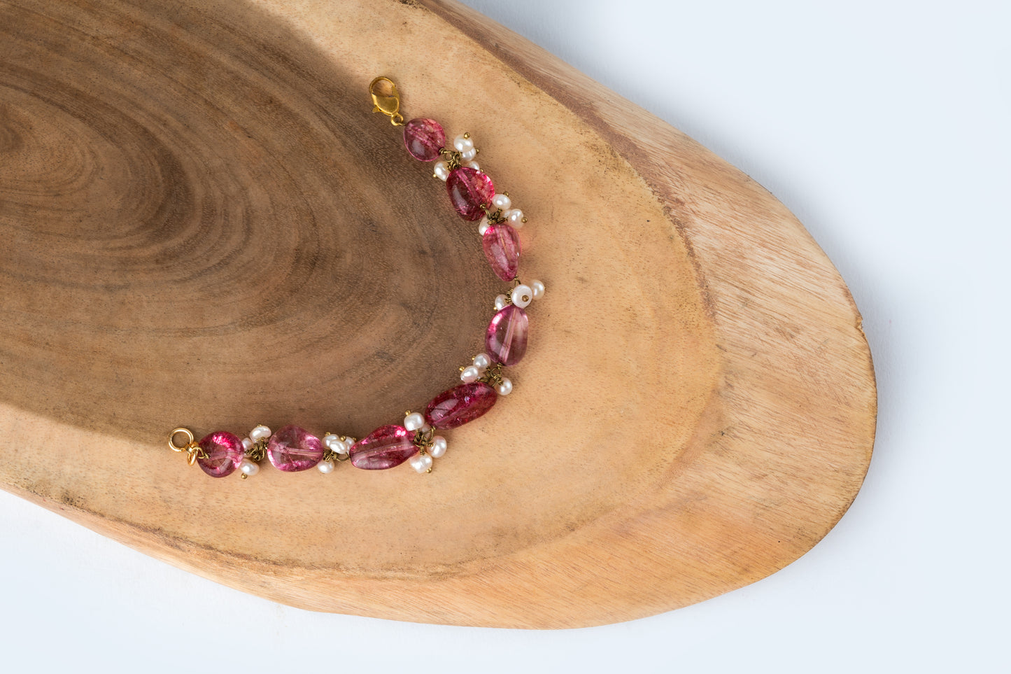 Pink Stones And Pearls Bracelet