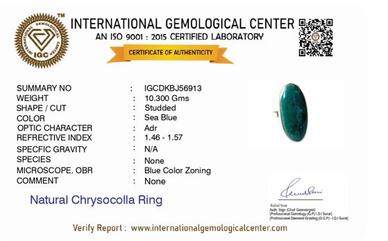 Blue Dusk Chrysocolla Oval Silver Ring