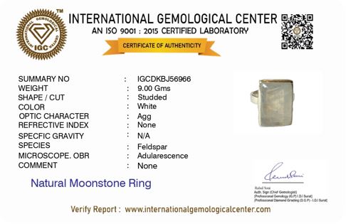 Moonstone Rectangle Silver Ring