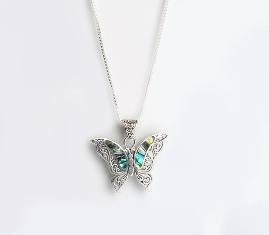 Emerald Elegance Butterfly Pendant