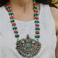 Silver Coral and Turquoise Designer Necklace