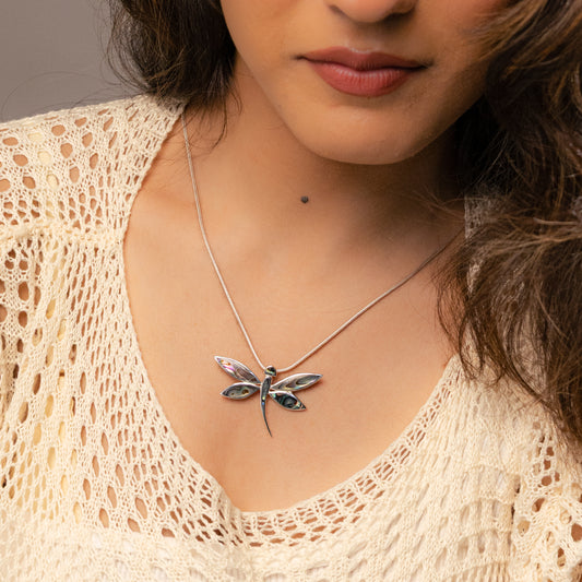 Dragon Fly MOP Silver Pendant