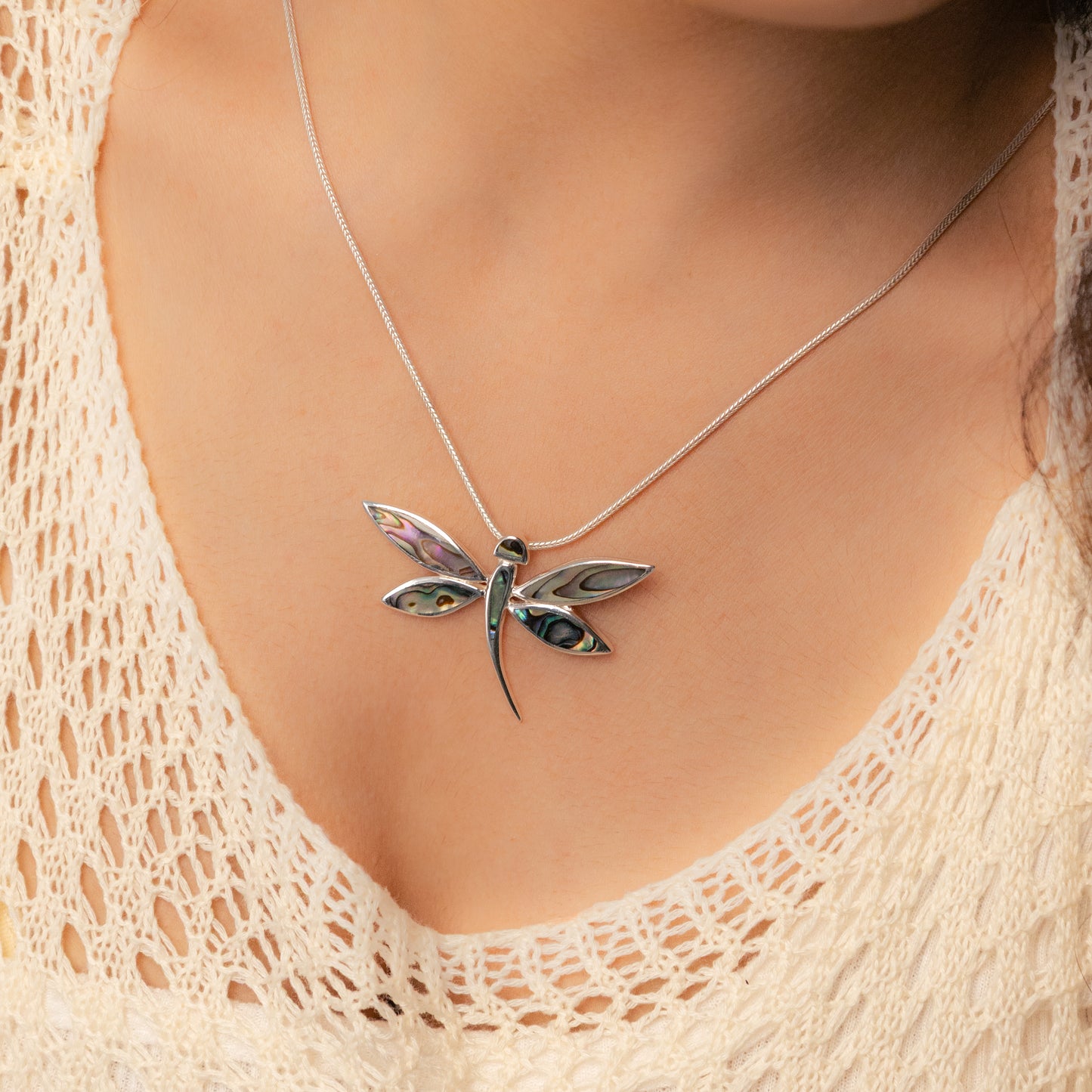 Dragon Fly MOP Silver Pendant