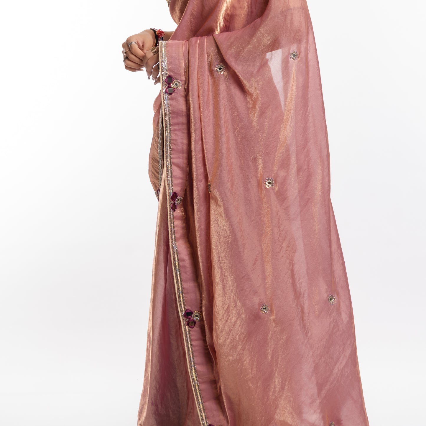 Peach Gulabi Adaa Hand Embroidered Saree