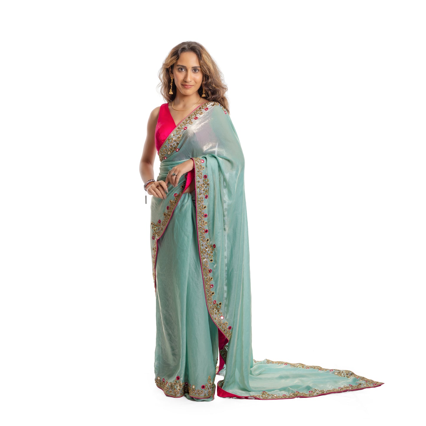 Verde Royale Hand Embroidery Saree